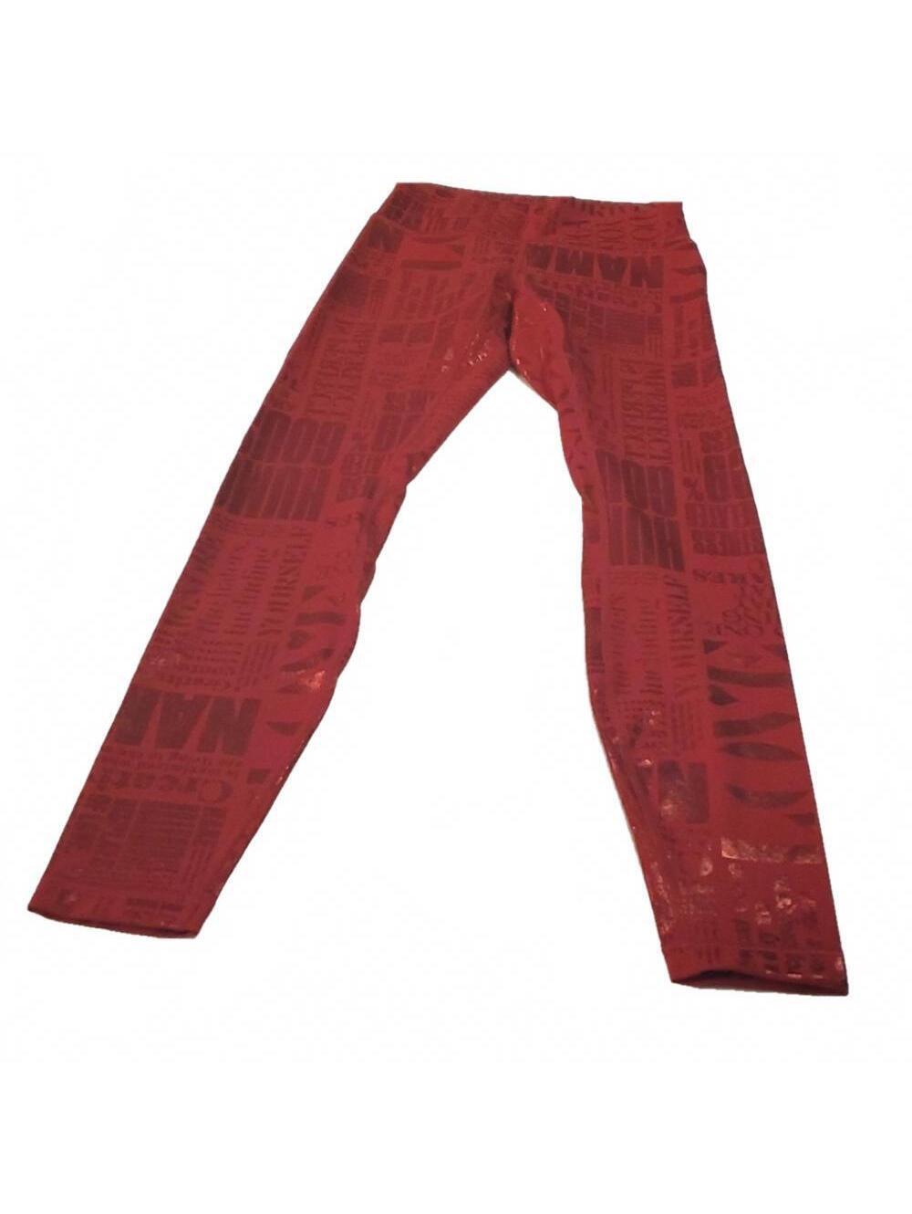 #1254 Lululemon red foil manifesto leggings  size 4 b1019.